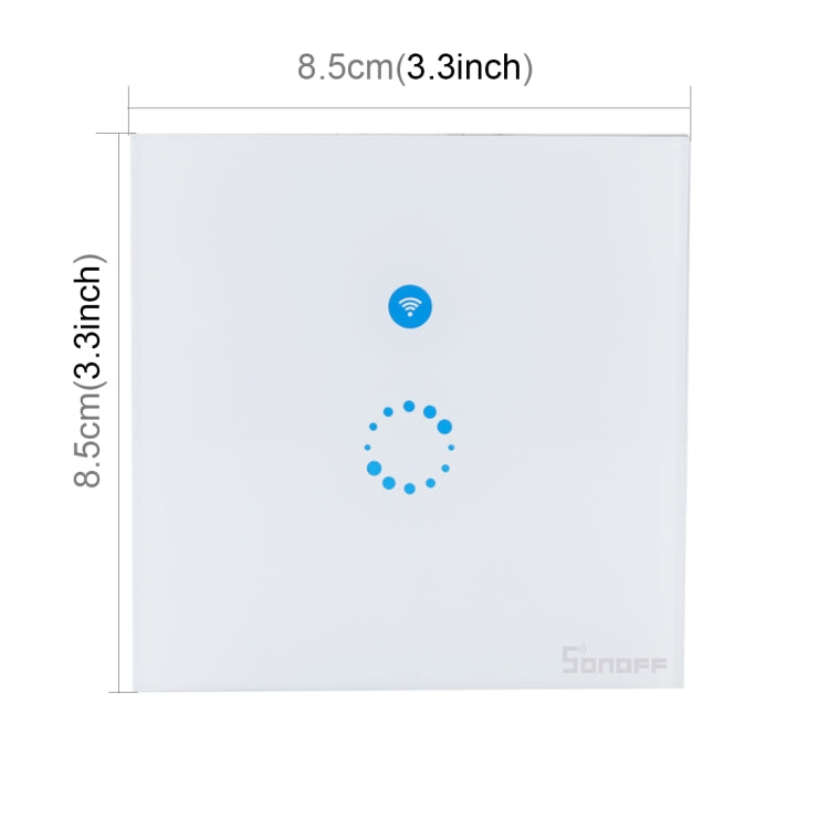 Sonoff 터치 86mm 1구 강화 유리 패널 벽 스위치 스마트 홈 조명 터치 스위치, Alexa 및 Google Home 호환, AC 90V-250V 400W 2A, 86mm