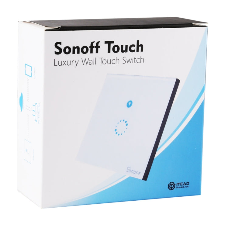 Sonoff 터치 86mm 1구 강화 유리 패널 벽 스위치 스마트 홈 조명 터치 스위치, Alexa 및 Google Home 호환, AC 90V-250V 400W 2A, 86mm