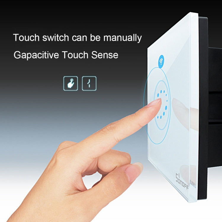 Sonoff 터치 86mm 1구 강화 유리 패널 벽 스위치 스마트 홈 조명 터치 스위치, Alexa 및 Google Home 호환, AC 90V-250V 400W 2A, 86mm