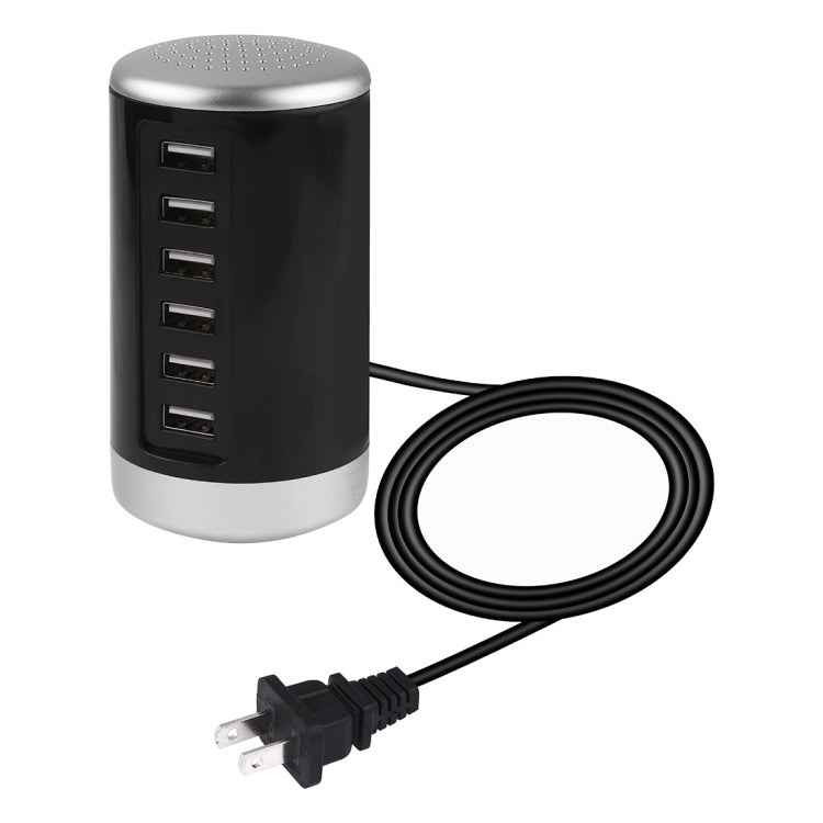 XLD4 30W 6포트 USB 충전 스테이션 전원 어댑터 AC100-240V, 미국 플러그