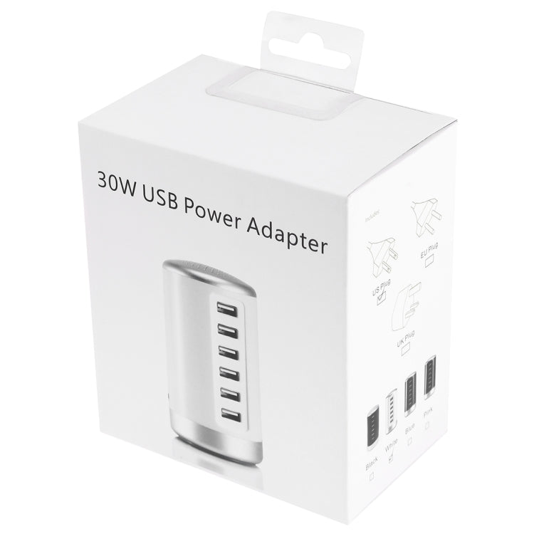 XLD4 30W 6포트 USB 충전 스테이션 전원 어댑터 AC100-240V, 미국 플러그