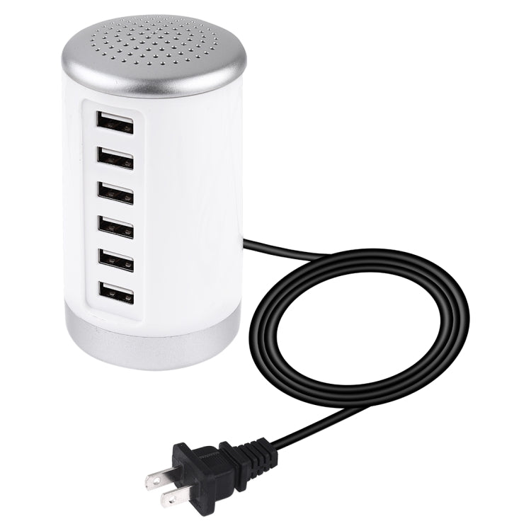 XLD4 30W 6포트 USB 충전 스테이션 전원 어댑터 AC100-240V, 미국 플러그