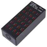 100W 24포트 USB 고속 충전 스테이션 스마트 충전기 LED 표시등 포함 AC 100-240V, 미국 플러그, 100W 24포트 USB 미국 플러그