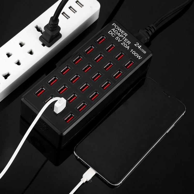 100W 24포트 USB 고속 충전 스테이션 스마트 충전기 LED 표시등 포함 AC 100-240V, 미국 플러그, 100W 24포트 USB 미국 플러그