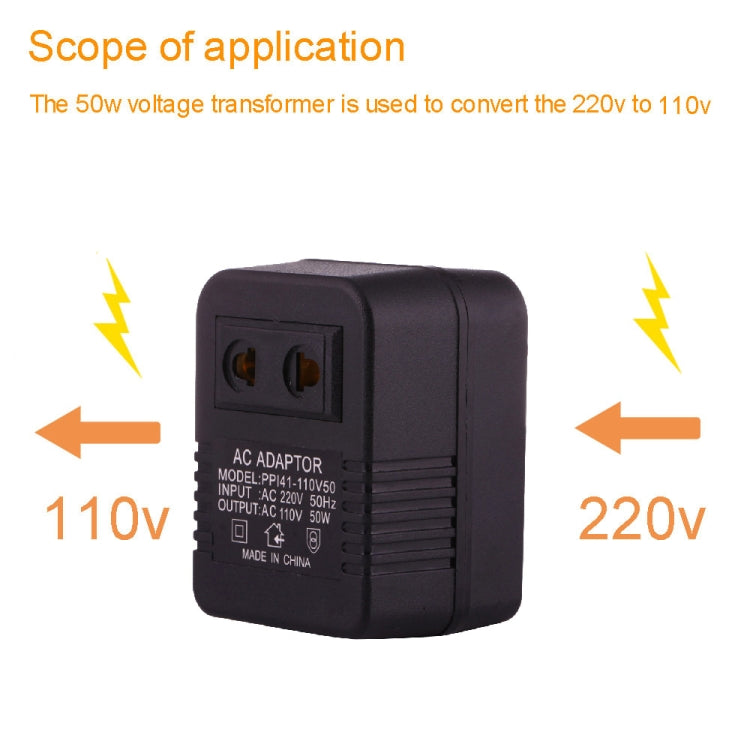 220V에서 110V 50W AC 전원 소켓 어댑터, EU/미국 플러그에서 미국 플러그, 220V에서 110V 50W