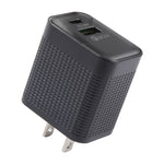 PD 20W USB-C/타입-C + QC 3.0 USB 포트 체크무늬 여행용 충전기, US 플러그, US 플러그 (블랙)