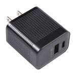 PD 20W USB-C/타입-C + QC 3.0 USB 포트 체크무늬 여행용 충전기, US 플러그, US 플러그 (블랙)