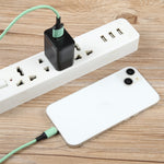 PD 20W USB-C/타입-C + QC 3.0 USB 포트 체크무늬 여행용 충전기, US 플러그, US 플러그 (블랙)