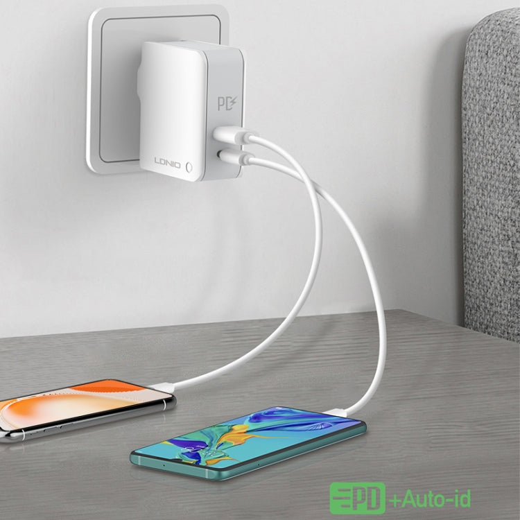 LDNIO A4403C 30W PD + 자동 인식 접이식 고속 여행용 충전기 1m USB-C / Type-C 케이블 포함, AU 플러그, Type-C 케이블 포함, 30W Type-C 케이블 포함