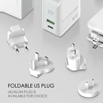 LDNIO A4403C 30W PD + 자동 인식 접이식 고속 여행용 충전기 1m 마이크로 USB 케이블 포함, EU 플러그, 마이크로 USB 케이블 포함