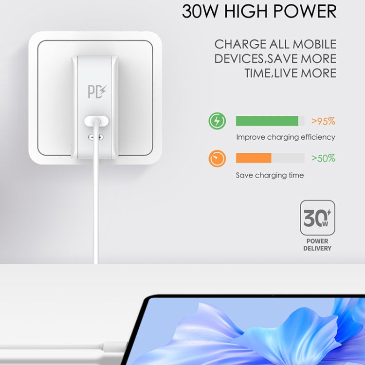 LDNIO A4403C 30W PD + 자동 인식 접이식 고속 여행용 충전기 1m 마이크로 USB 케이블 포함, EU 플러그, 마이크로 USB 케이블 포함