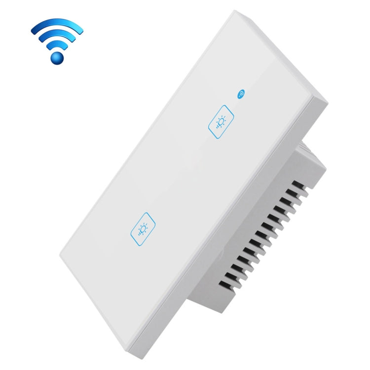WS-US-02 EWeLink APP & 터치 제어 2A 2구 강화 유리 패널 스마트 벽 스위치, AC 90V-250V, 미국 플러그, 2구