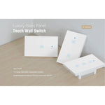WS-US-02 EWeLink APP & 터치 제어 2A 2구 강화 유리 패널 스마트 벽 스위치, AC 90V-250V, 미국 플러그, 2구