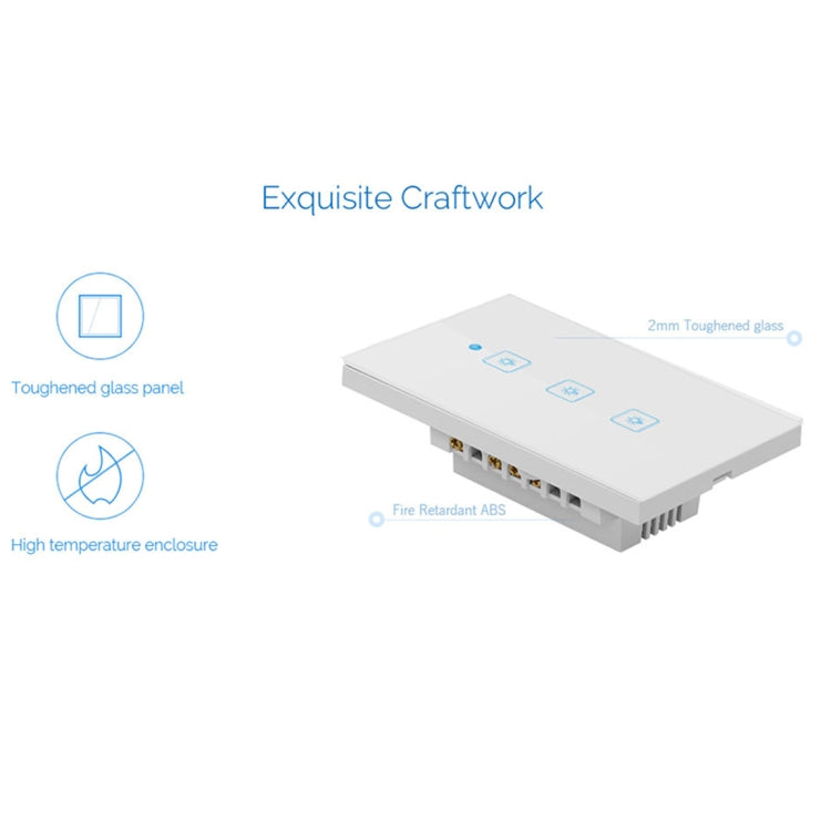 WS-US-02 EWeLink APP & 터치 제어 2A 2구 강화 유리 패널 스마트 벽 스위치, AC 90V-250V, 미국 플러그, 2구