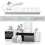 2 x USB 포트 + 4 x UK 플러그 잭 WiFi 원격 제어 스마트 전원 소켓, Alexa 및 Google Home 호환, 케이블 길이: 1.8m, AC 90-265V, UK 플러그, 4xUSB + 3xUK 플러그(UK 플러그)