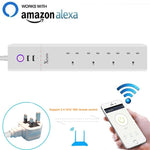 2 x USB 포트 + 4 x UK 플러그 잭 WiFi 원격 제어 스마트 전원 소켓, Alexa 및 Google Home 호환, 케이블 길이: 1.8m, AC 90-265V, UK 플러그, 4xUSB + 3xUK 플러그(UK 플러그)