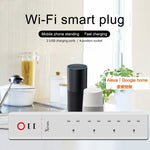 2 x USB 포트 + 4 x UK 플러그 잭 WiFi 원격 제어 스마트 전원 소켓, Alexa 및 Google Home 호환, 케이블 길이: 1.8m, AC 90-265V, UK 플러그, 4xUSB + 3xUK 플러그(UK 플러그)