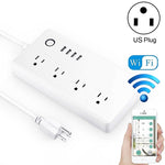 4 x USB 포트 + 4 x US 플러그 잭 WiFi 원격 제어 스마트 전원 소켓, Alexa 및 Google Home 호환, AC 110-240V, US 플러그, 4xUSB + 4xUS 플러그(US 플러그)