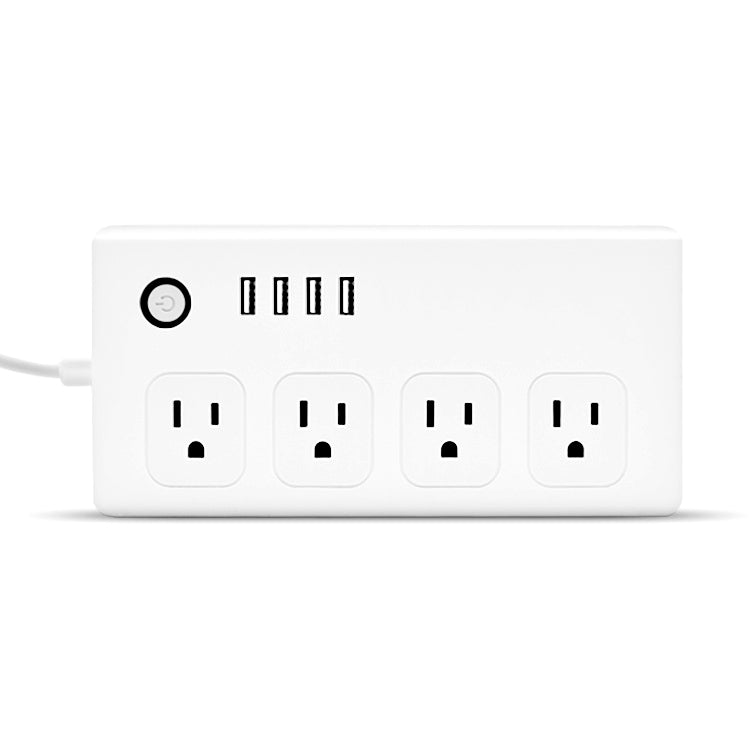 4 x USB 포트 + 4 x US 플러그 잭 WiFi 원격 제어 스마트 전원 소켓, Alexa 및 Google Home 호환, AC 110-240V, US 플러그, 4xUSB + 4xUS 플러그(US 플러그)