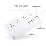 4 x USB 포트 + 4 x US 플러그 잭 WiFi 원격 제어 스마트 전원 소켓, Alexa 및 Google Home 호환, AC 110-240V, US 플러그, 4xUSB + 4xUS 플러그(US 플러그)
