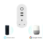 SA-002 2 USB 포트 + 1 EU 소켓 WiFi 스마트 전원 플러그 소켓, Alexa 및 Google Home 호환, AC 110V-230V, EU 플러그, UK 플러그, US 플러그