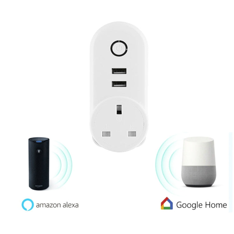 SA-002 2 USB 포트 + 1 EU 소켓 WiFi 스마트 전원 플러그 소켓, Alexa 및 Google Home 호환, AC 110V-230V, EU 플러그, UK 플러그, US 플러그