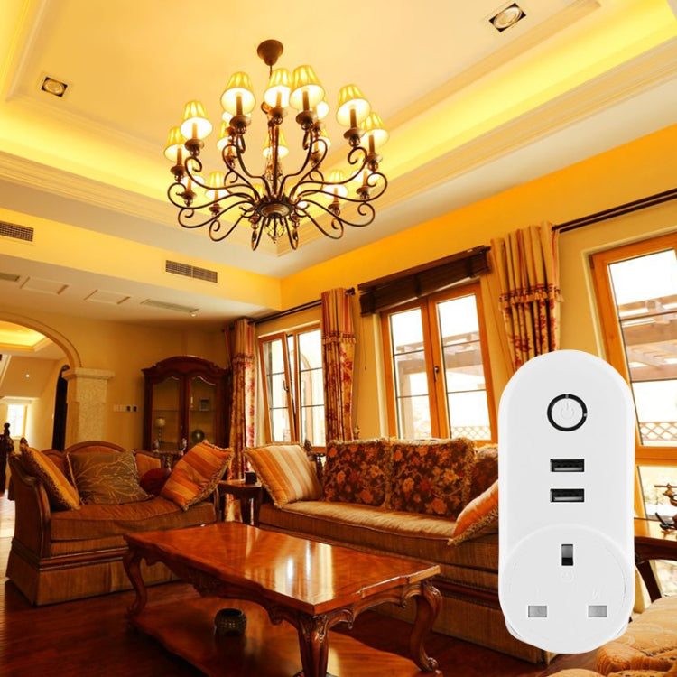 SA-002 2 USB 포트 + 1 EU 소켓 WiFi 스마트 전원 플러그 소켓, Alexa 및 Google Home 호환, AC 110V-230V, EU 플러그, UK 플러그, US 플러그