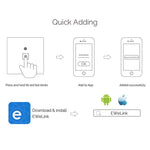 WS-EU-01 EWeLink 앱 & 터치 제어 2A 1구 강화유리 패널 스마트 벽 스위치, AC 90V-250V, EU 플러그, 1구