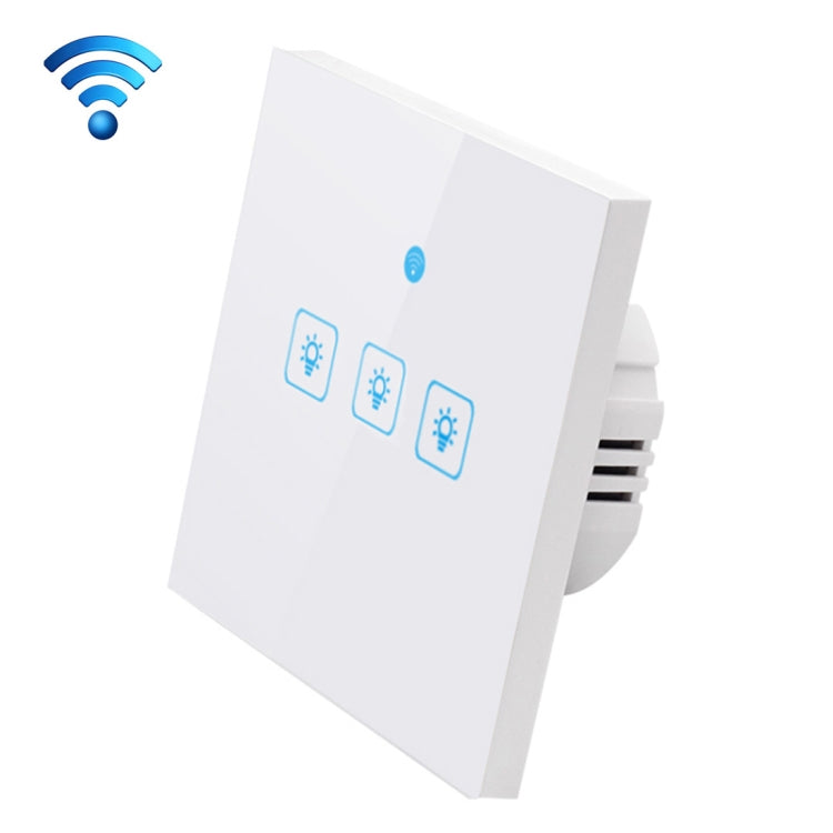 WS-EU-03 EWeLink 앱 및 터치 제어 2A 3구 강화유리 패널 스마트 벽 스위치, AC 90V-250V, EU 플러그, 3구