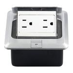 Hidden Pop-up Aluminum Alloy Computer Floor Socket with Cover Bottom Box, US Plug