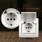 Ceramic Power Waterproof Socket with Cover, EU Plug