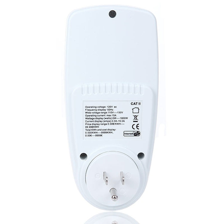 AC 120V 60Hz 최대 15A LCD 디스플레이 전력 미터 에너지 와트 암페어 볼트 전기 사용량 모니터 분석기, US 플러그, AC 120V US 플러그