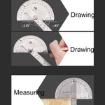 0-180도 스테인리스 스틸 각도기 각도 측정기 0-150mm 암 측정자 도구, 0-150mm 자