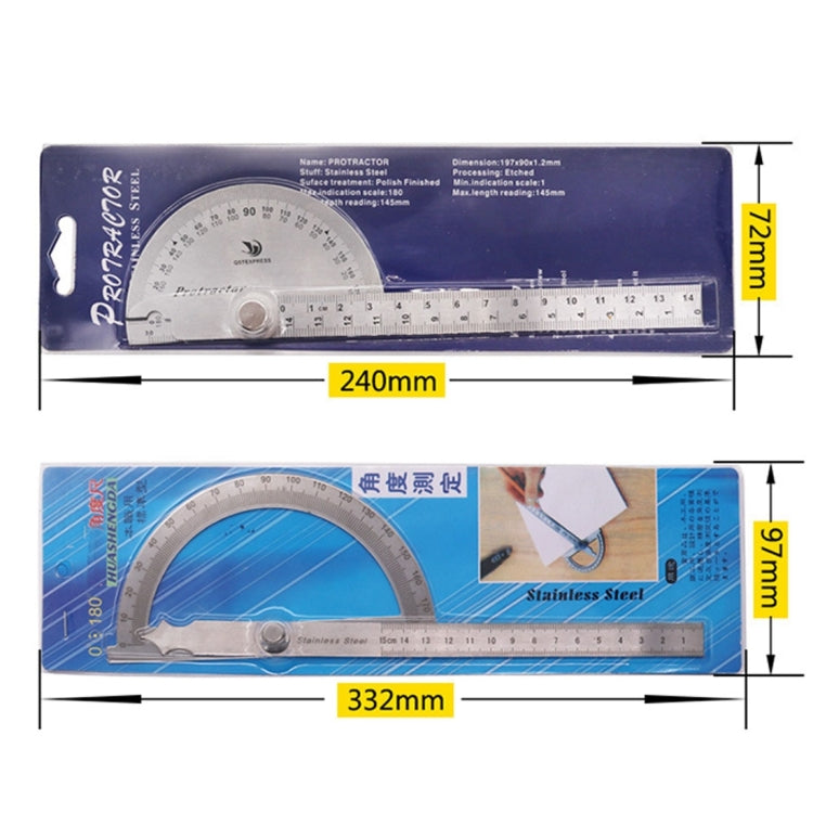 0-180도 스테인리스 스틸 각도기 각도 측정기 0-150mm 암 측정자 도구, 0-150mm 자