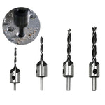 4 in 1 목공 카운터싱크 챔퍼 삼각 고속강 드릴 비트 세트, 3-6mm, 4개 세트