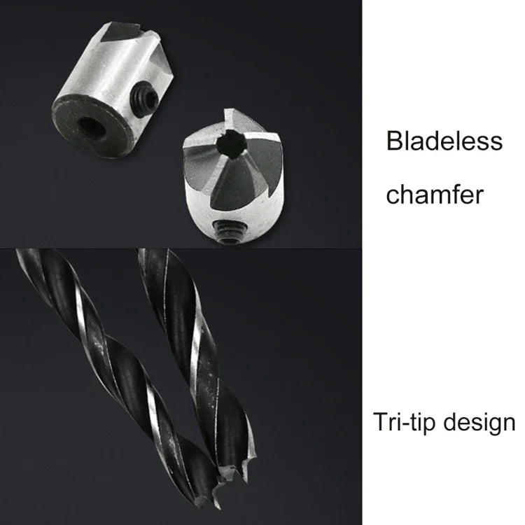 4 in 1 목공 카운터싱크 챔퍼 삼각 고속강 드릴 비트 세트, 3-6mm, 4개 세트