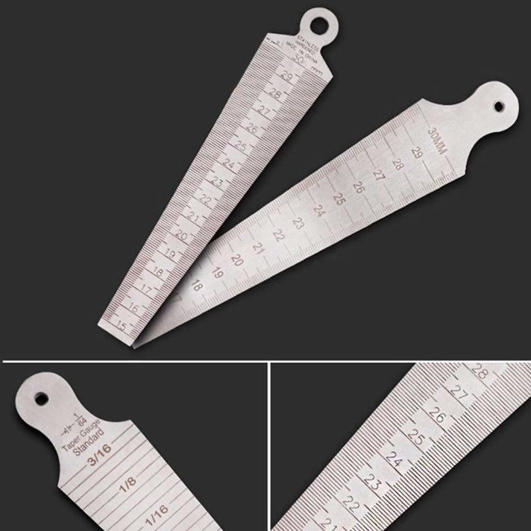 웨지 게이지 간격 15-30mm 스테인리스 스틸 자 검사 테이퍼 게이지 미터법 임페리얼 측정 도구, 15-30mm 미터법 임페리얼