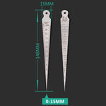 웨지 게이지 간격 1-15mm 두꺼운 스테인리스 스틸 자 검사 테이퍼 게이지 미터법 임페리얼 측정 도구, 1-15mm 두꺼운 미터법 임페리얼