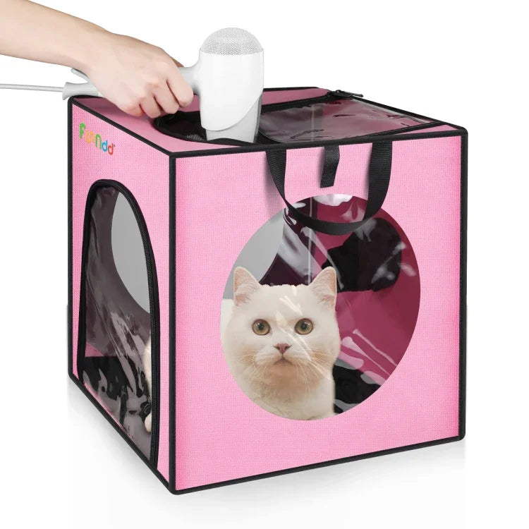 FUNADD 반려동물 목욕 건조 박스 휴대용 접이식 드라이어 케이지, 최대 5kg 반려동물용, 접이식 드라이어 케이지