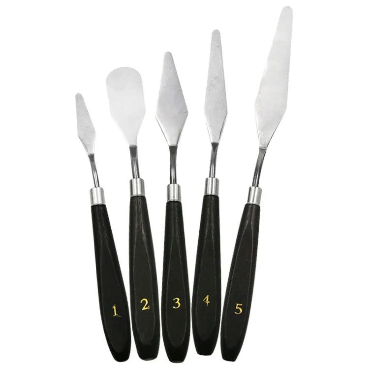5 in 1 QST EXPRESS 미술 용품 페인트 톤 스테인리스 스틸 스크레이퍼, 5 in 1 (블랙)