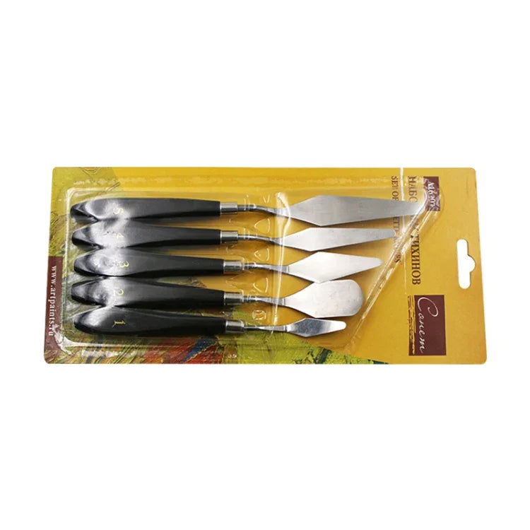 5 in 1 QST EXPRESS 미술 용품 페인트 톤 스테인리스 스틸 스크레이퍼, 5 in 1 (블랙)