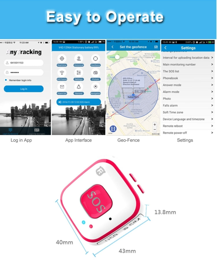REACHFAR V28 목걸이 스타일 GSM 미니 LBS WiFi AGPS 추적기 SOS 통신기, RF-V28