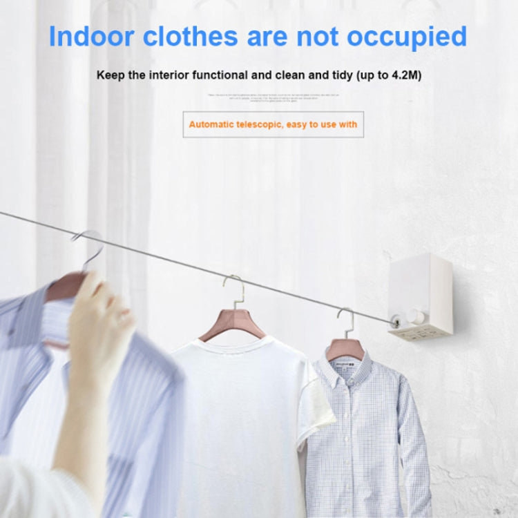 Retractable Indoor And Outdoor Clothes Wall Hanger Magic Drying Rack Balcony Bathroom Invisible Clothesline Wire Rope, Silver, White
