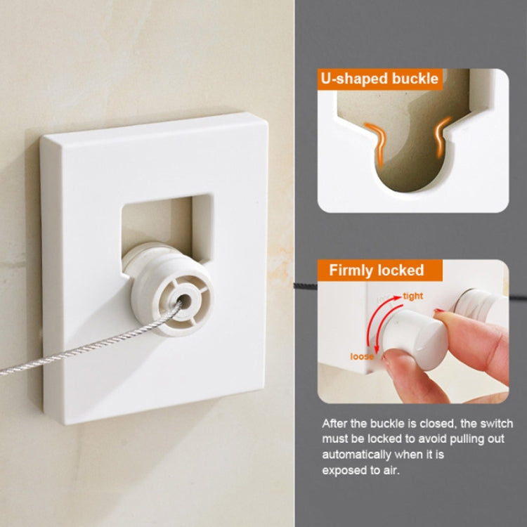 Retractable Indoor And Outdoor Clothes Wall Hanger Magic Drying Rack Balcony Bathroom Invisible Clothesline Wire Rope, Silver, White