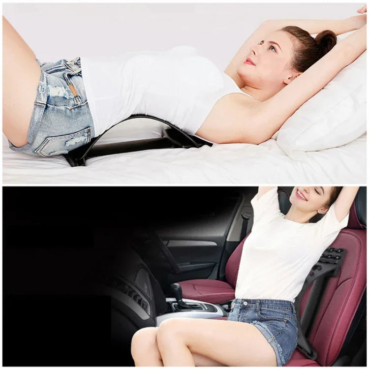 요추 견인 스트레칭 장치 자세 교정기 허리 지지 척추 통증 완화 등 마사지 스트레처, 일반 블랙