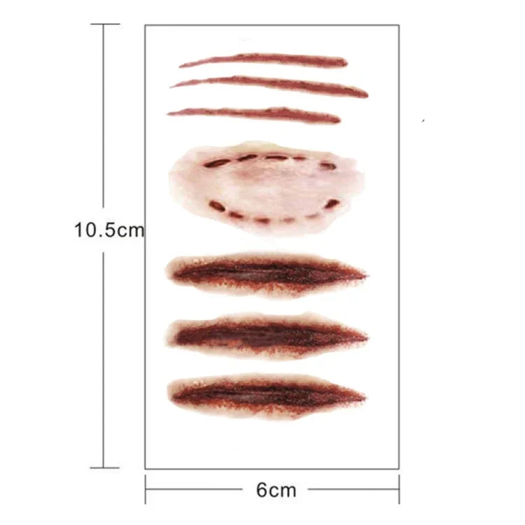 20pcs S-250 Halloween Terror Realistic Scratches Wound Injury Scar Temporary Tattoo Sticker, S-250/20pcs