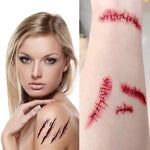 20pcs S-263 Halloween Terror Realistic Wound Injury Scar Temporary Tattoo Sticker, S-263/20pcs