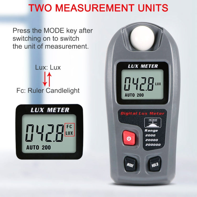 MT-30 LCD 휴대용 디지털 조도계 공장 / 학교 / 가정용 다양한 장소, 측정 범위: 0.1-200,000 럭스, MT-30