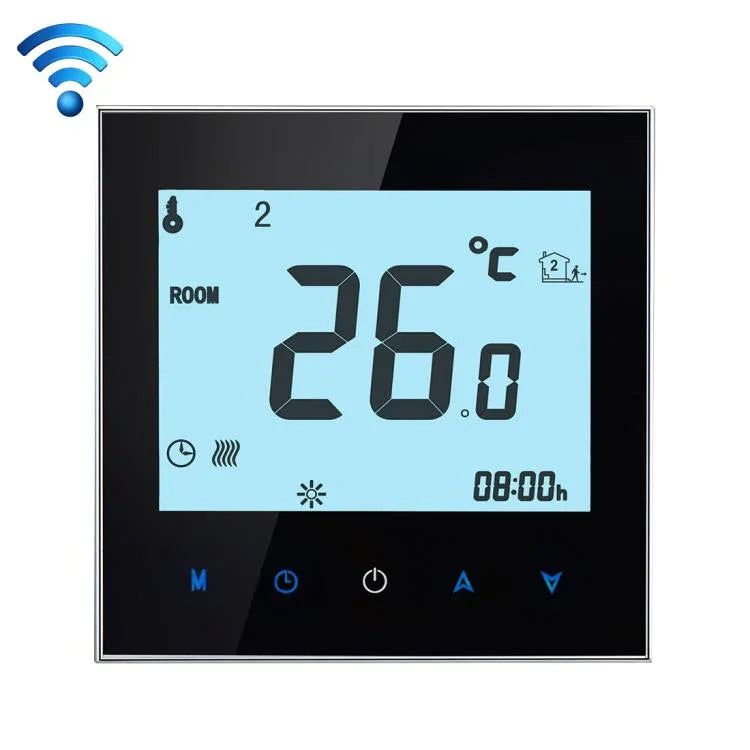 BHT-1000-GB-WIFI 16A 부하 전자 가열형 터치 LCD 디지털 WiFi 난방 실내 온도 조절기 센서 포함, 시계 / 온도 / 기간 / 시간 / 요일 / 난방 등 표시, BHT-1000 16A (블랙), BHT-1000 16A (화이트)