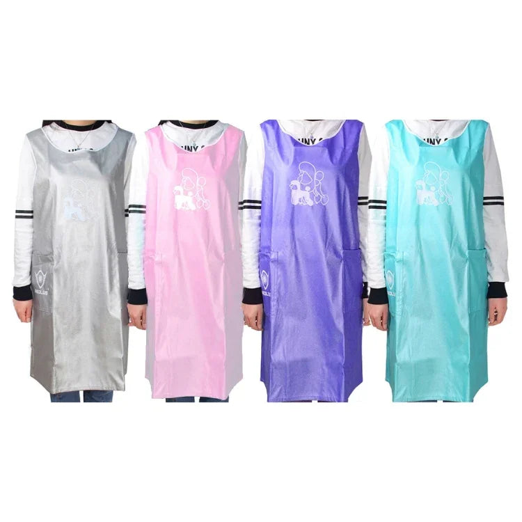 Sleeveless Pet Apron Beauty Gown Pet Grooming Beautician Smock Waterproof Clothing Pet Store Aprons,M, Length: 93cm, Size:M Color:Silver